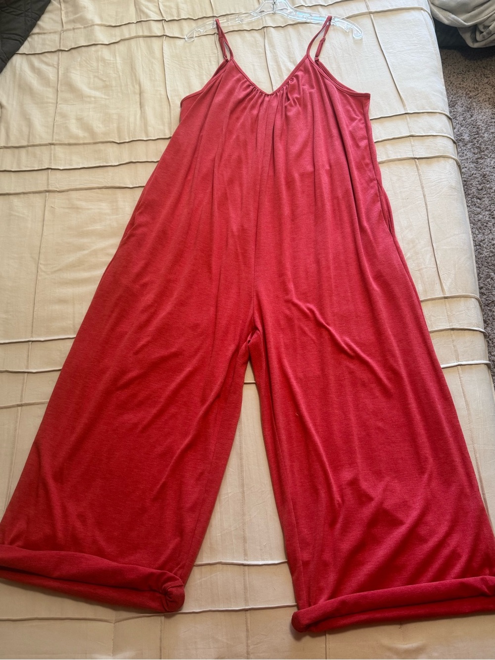 Red Wide-Leg Sleeveless Jumpsuit